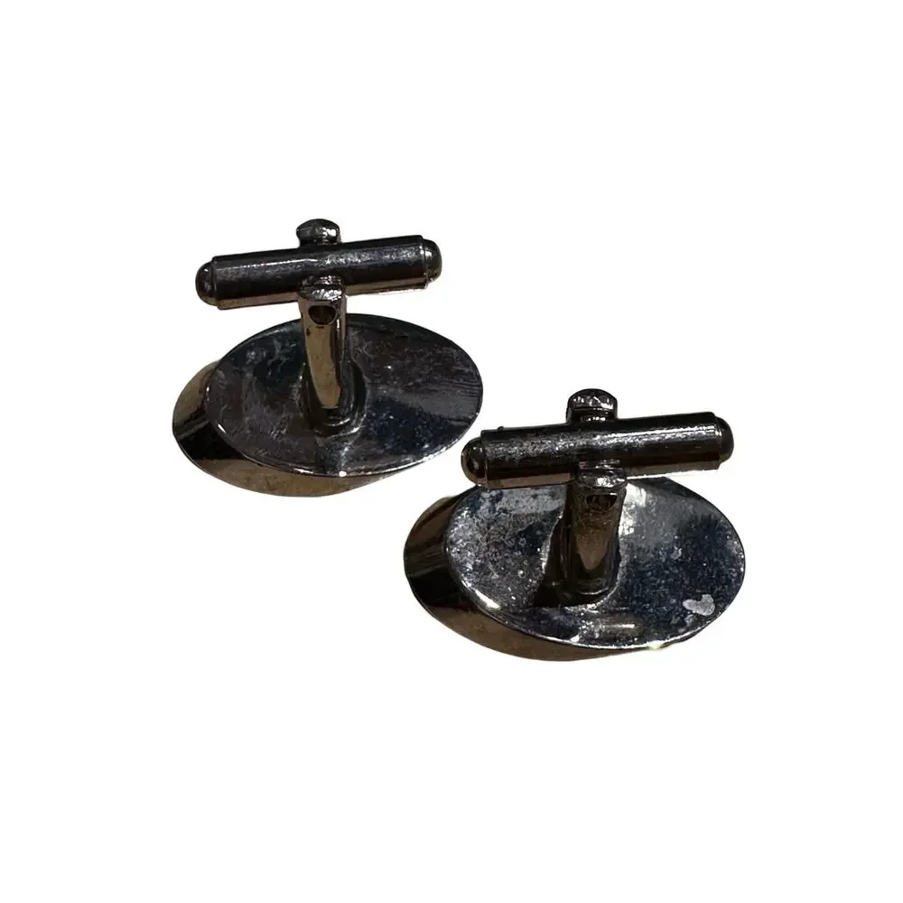 Vintage Large Silver Oval Cuff Links